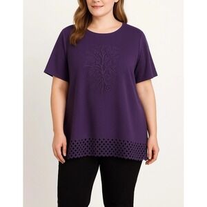 Vintage C.O.C USA Women's Blouse Top Size‎ M Purple Short Sleeve Round Neck